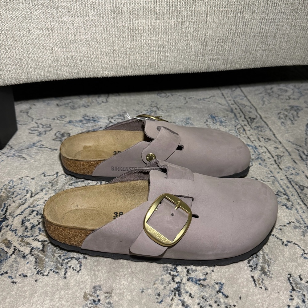 Birkenstock Boston Big Buckle Nubuck Leather Faded Purple - Picture 3 of 8
